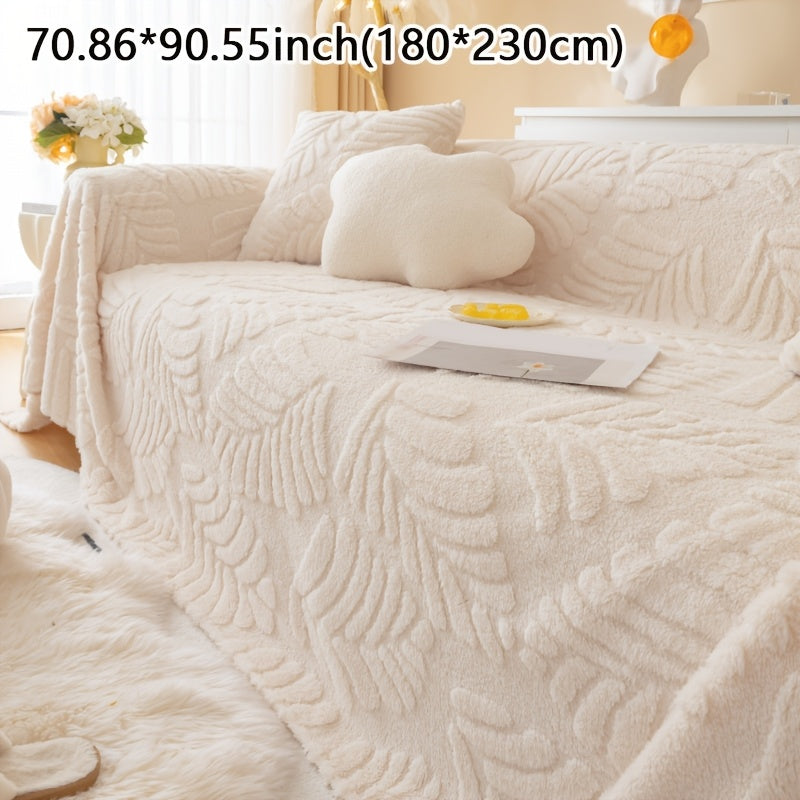 Housse de canapé en peluche à motif feuillage antidérapante, compatible fauteuil, canapé deux places, canapé trois places Image