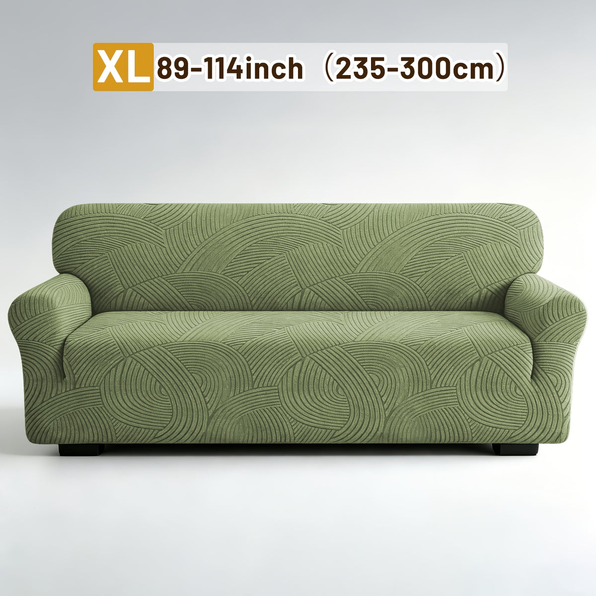 Housse de canapé extensible en polaire jacquard à motif géométrique, détail de la finition