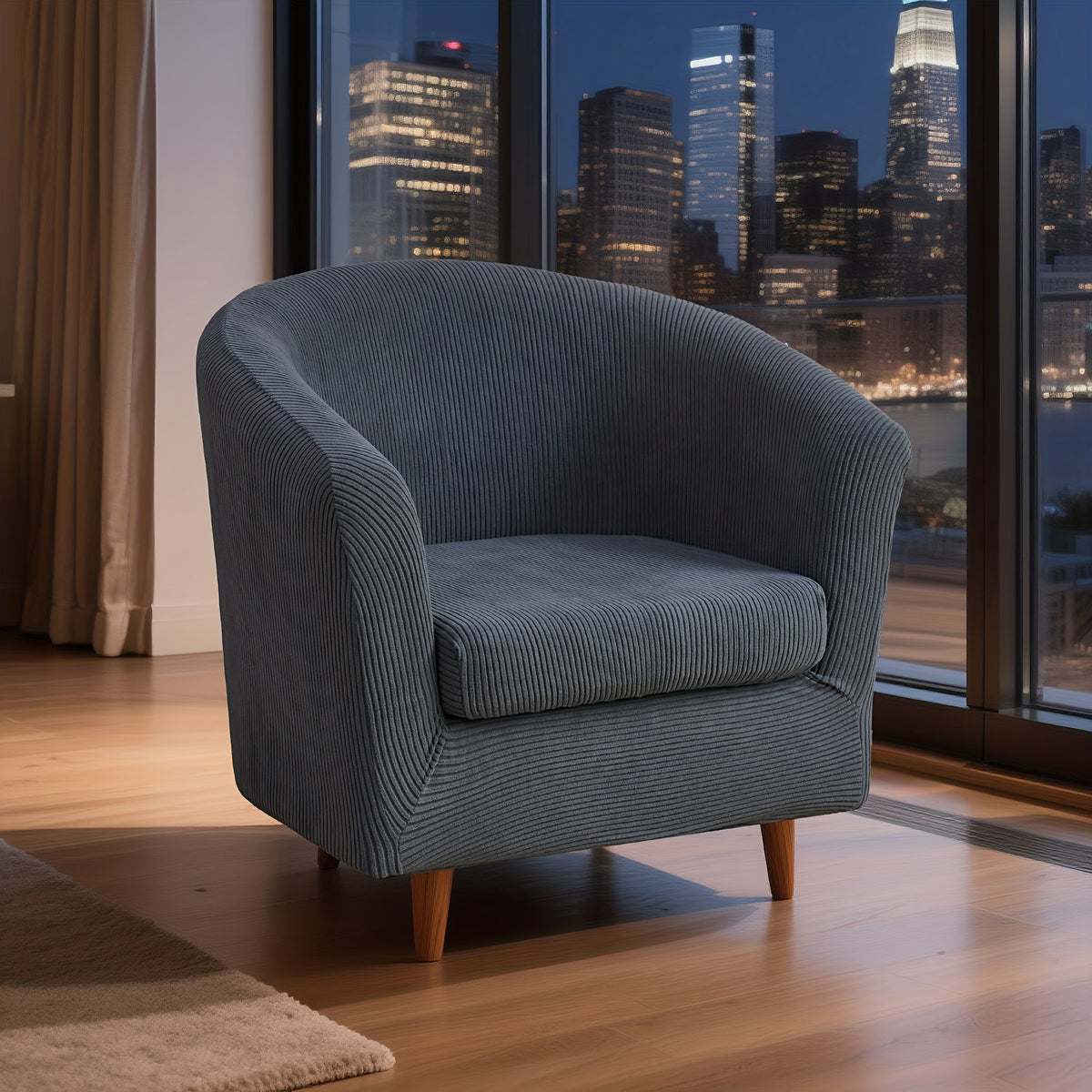 Housse de canapé extensible en polaire pour fauteuil, mise en situation