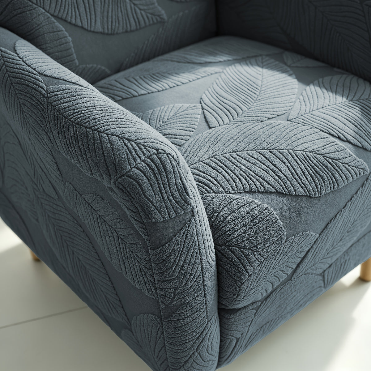 Housse de canapé extensible en polaire jacquard pour fauteuil, détail de la finition