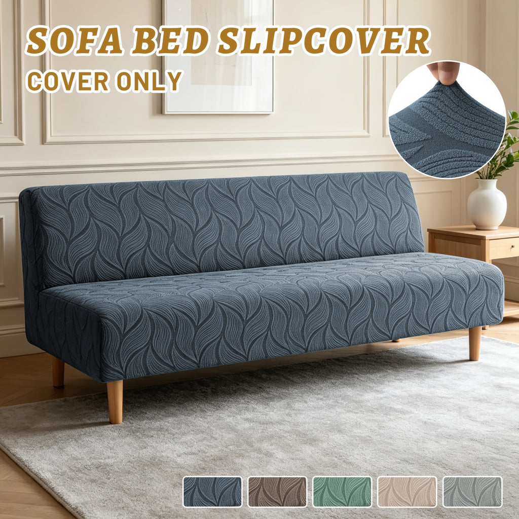 Housse de canapé extensible en polaire jacquard sans accoudoirs — détail de la matière : polaire