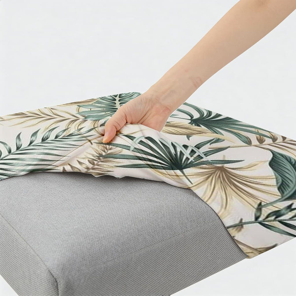 Housse de canapé en fibre de lait imprimée à motif tropical, détail de la finition