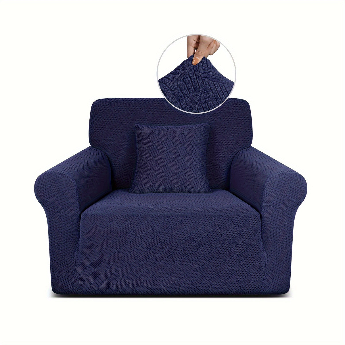Housse de canapé épaisse extensible en polaire jacquard, détail de la finition