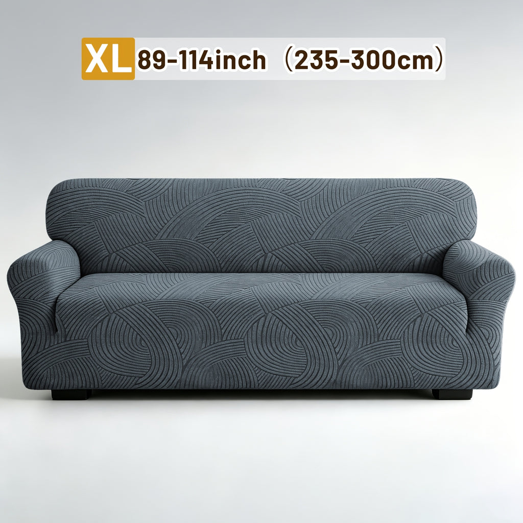 Housse de canapé extensible en polaire jacquard à motif géométrique, housse posée