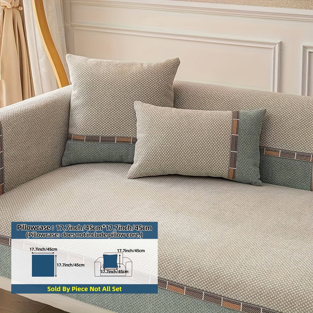 Housse de coussin épaisse en chenille matelassée antidérapante à housses, vue de dos