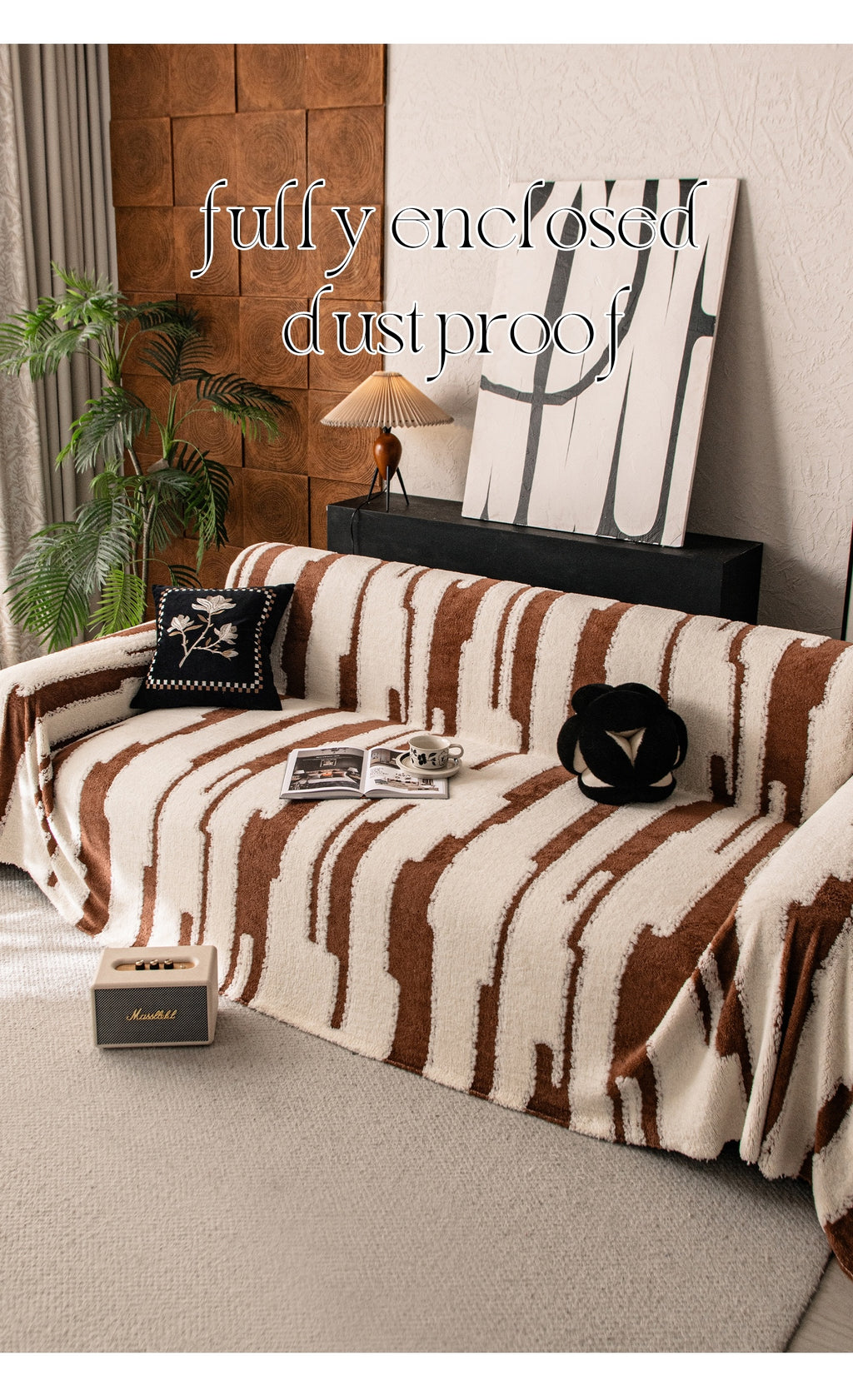 Housse de coussin en velours jacquard antidérapante, vue d'ensemble