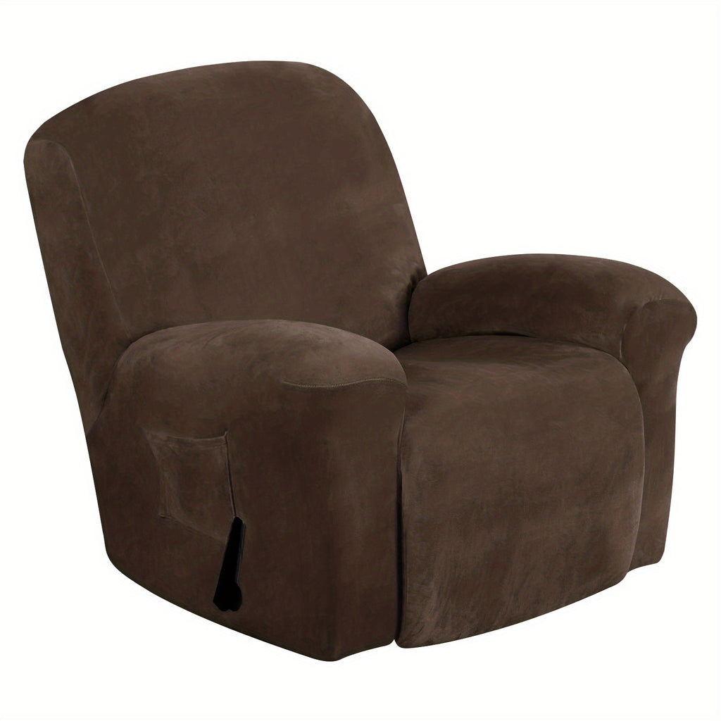 Housse de fauteuil épaisse extensible en velours, détail de l'ourlet