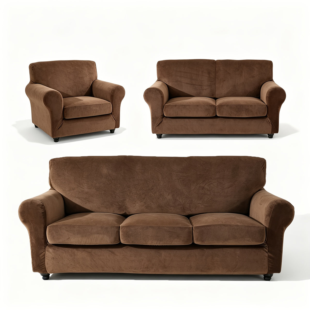 Housse de canapé extensible en velours anti-griffes, détail de l'ourlet
