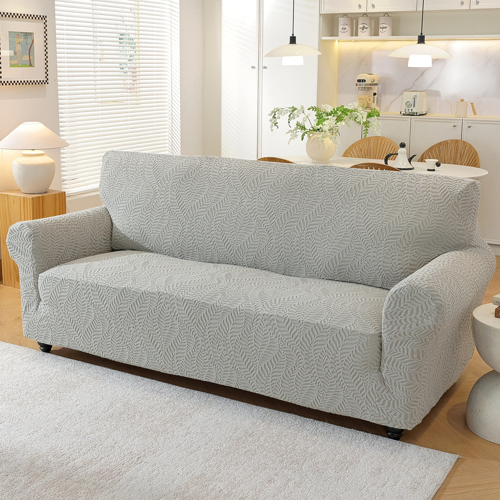 Housse de canapé extensible en polaire jacquard, mise en situation