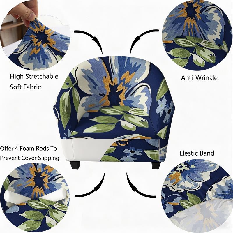 Housse de canapé légère extensible en fibre de lait matelassée à motif fleuri, mise en situation