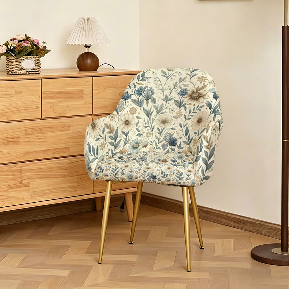 Housse de fauteuil extensible en fibre de lait imprimée à motif fleuri, vue d'ensemble