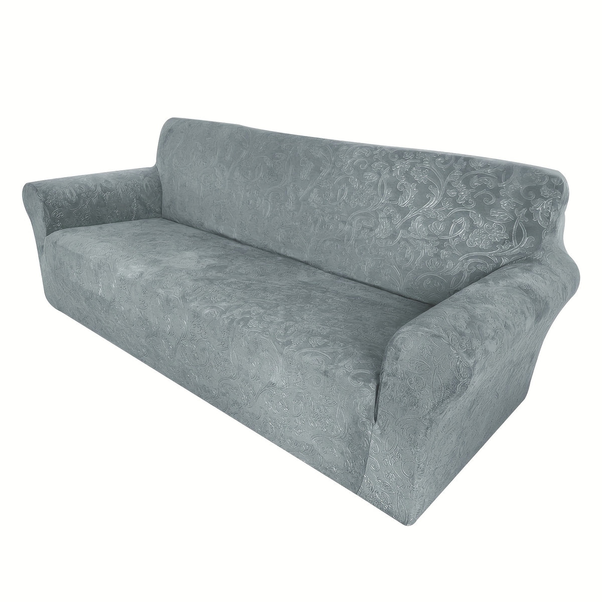 Housse de canapé extensible en velours à motif fleuri anti-griffes, vue d'ensemble