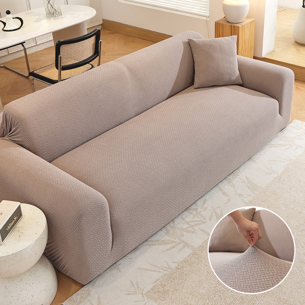 Housse de canapé épaisse extensible en polaire jacquard, tissu de 200 à 250 g/m²