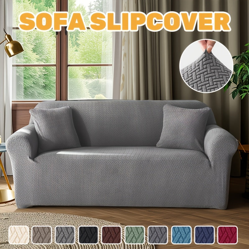 Housse de canapé extensible en velours côtelé jacquard en T