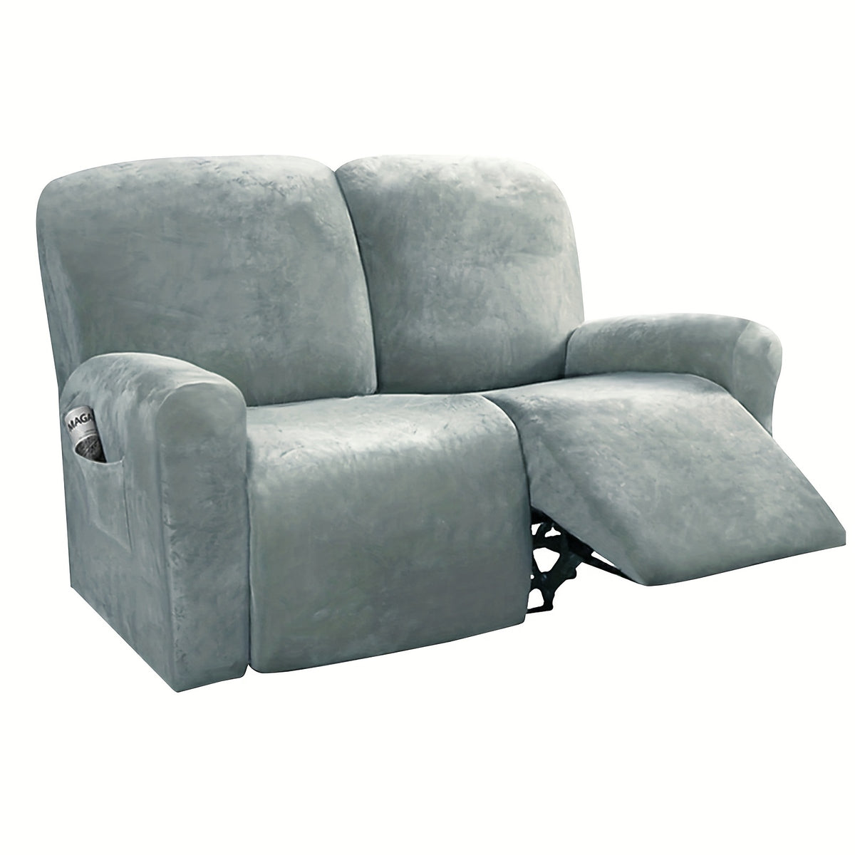 Housse de canapé extensible en velours pour canapé deux places, mise en situation