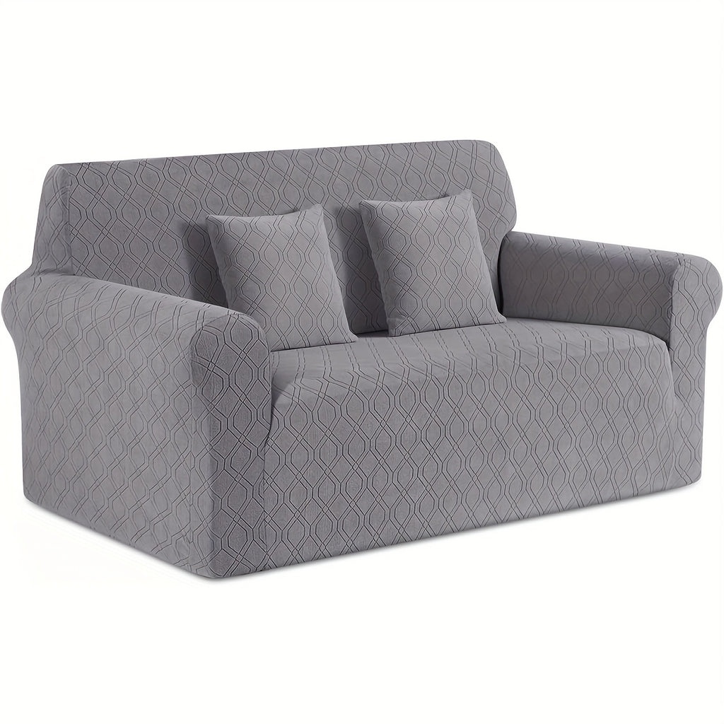 Housse de canapé épaisse extensible en polaire jacquard à housses séparées, mise en situation