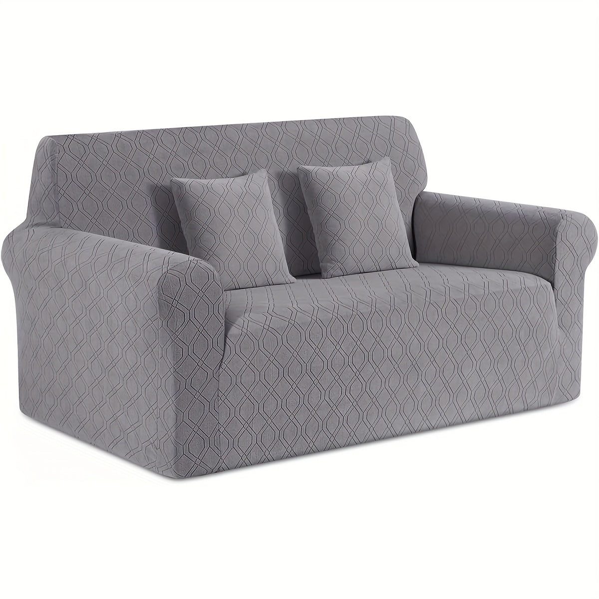 Housse de canapé épaisse extensible en polaire jacquard à housses séparées, mise en situation