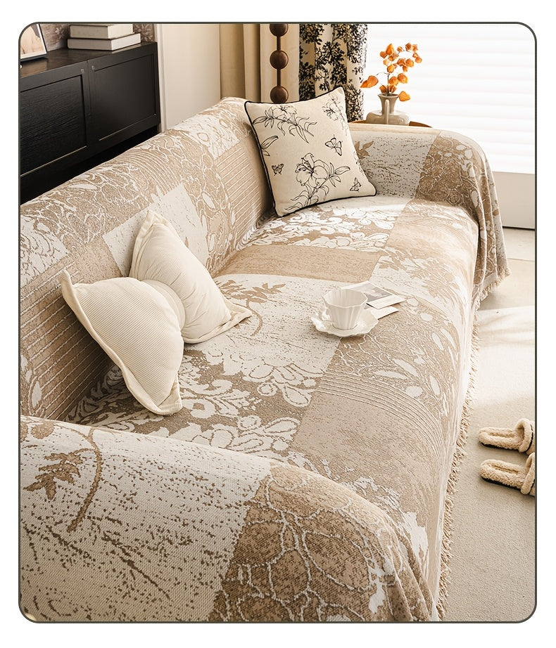 Housse de canapé épaisse en chenille jacquard d'esprit bohème Image