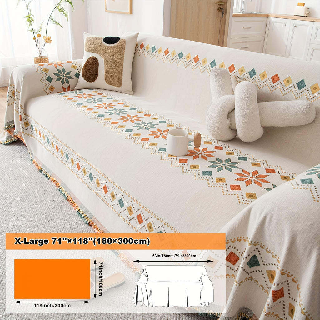 Housse de coussin en chenille jacquard, housse posée