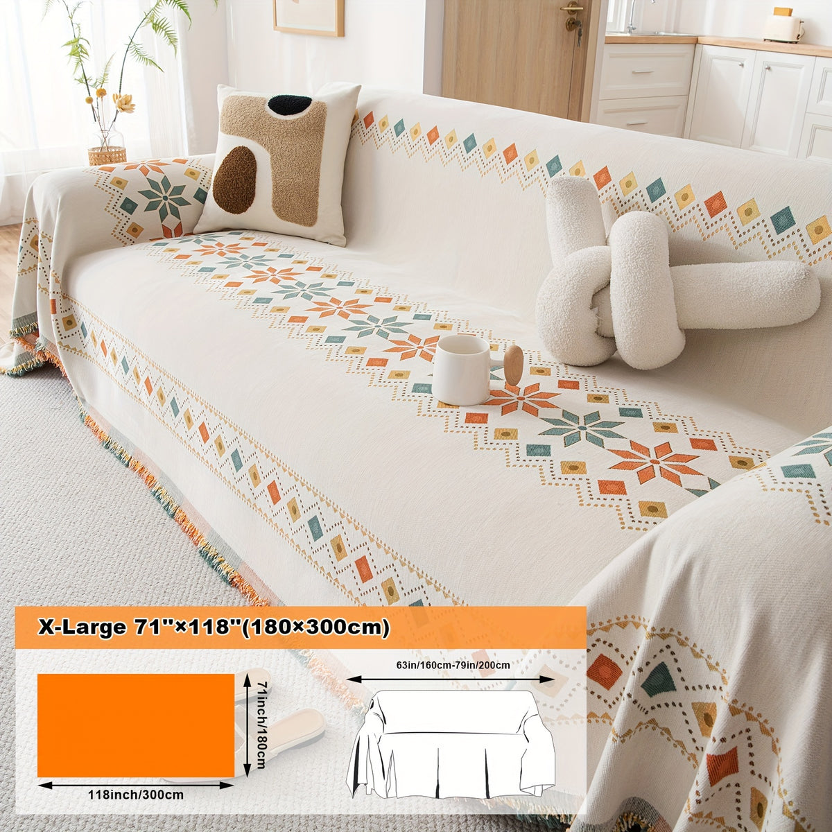 Housse de coussin en chenille jacquard, housse posée