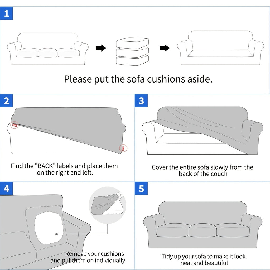 Housse de canapé extensible en velours matelassée antidérapante, vue d'ensemble