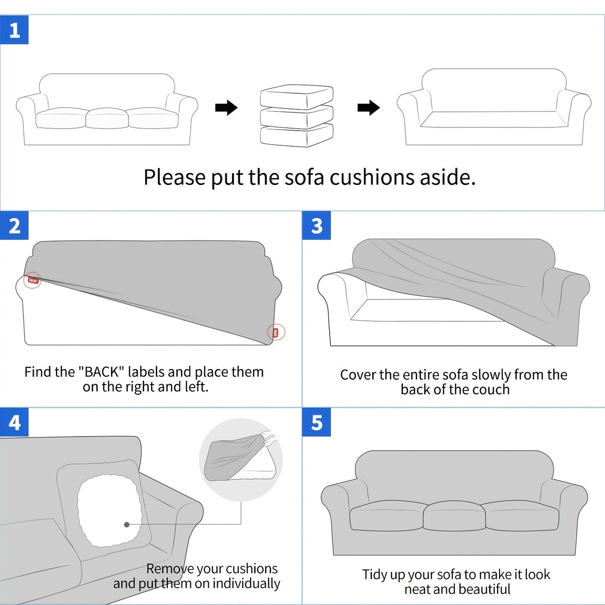 Housse de canapé extensible en velours matelassée antidérapante, vue d'ensemble