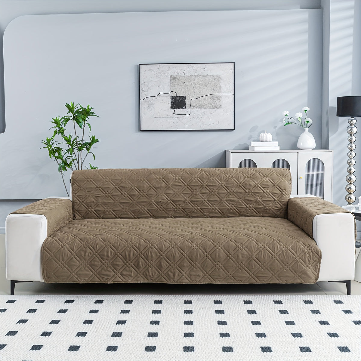 Housse de canapé légère en polyester antidérapante, compatible fauteuil, canapé deux places, canapé trois places Image