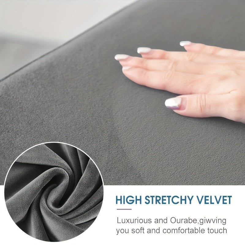 Housse de canapé extensible en velours antidérapante, détail de l'ourlet