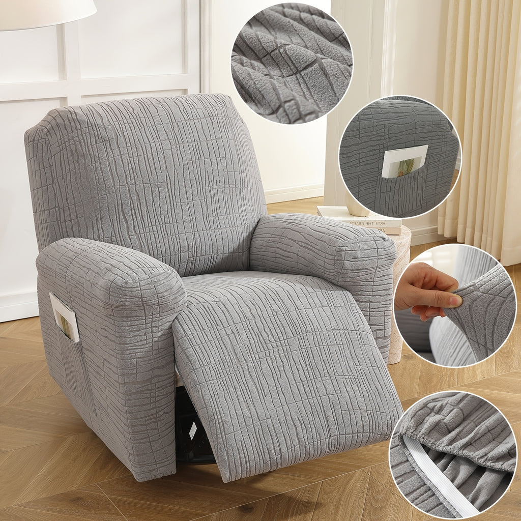 Housse de canapé extensible en polaire jacquard antidérapante à housses, détail de l'ourlet