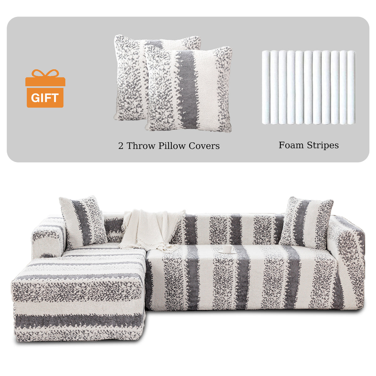 Housse de canapé extensible en polyester antidérapante — détail de la matière : polyester