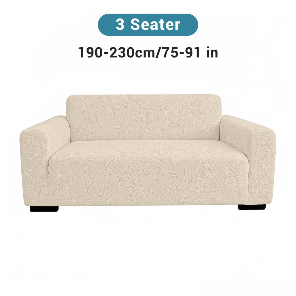 Housse de canapé extensible en polaire jacquard à motif feuillage, vue d'ensemble