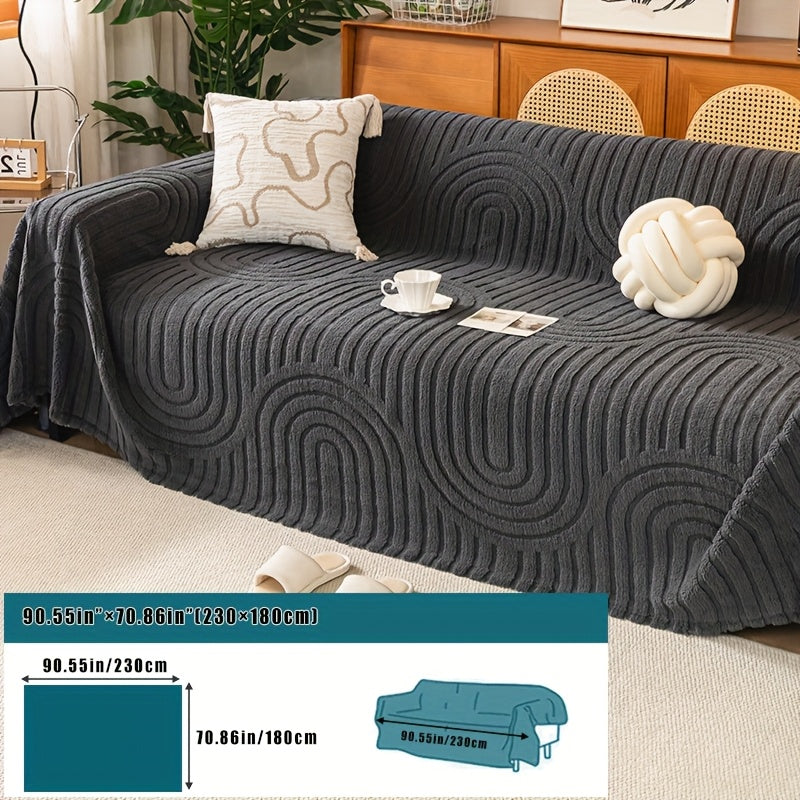 Housse de canapé épaisse en velours jacquard d'esprit vintage, vue d'ensemble