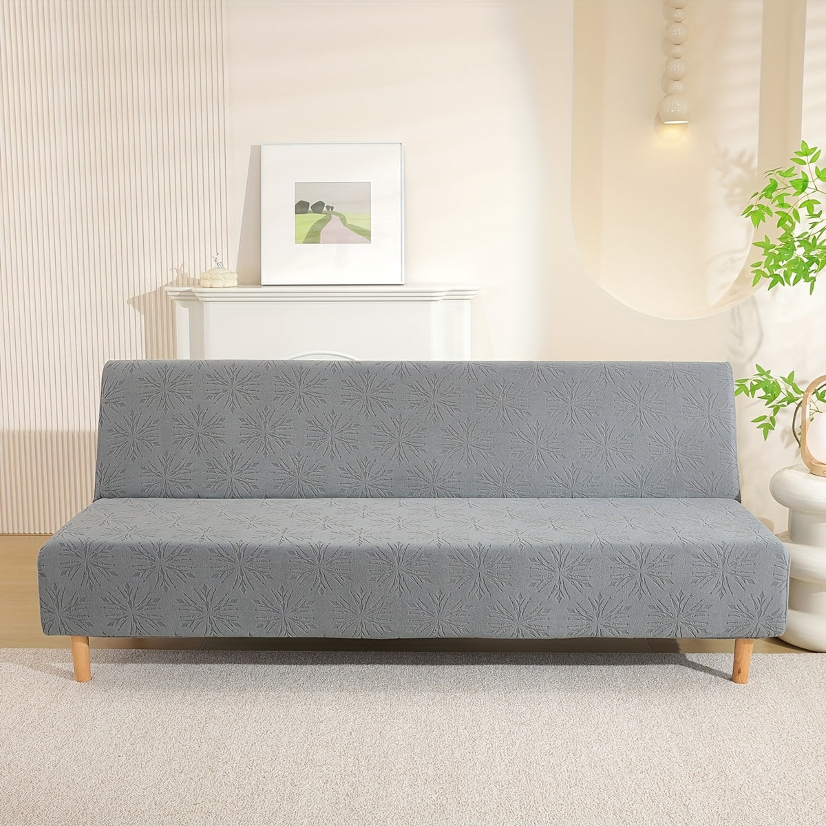 Housse de canapé extensible en polaire jacquard sans accoudoirs Image