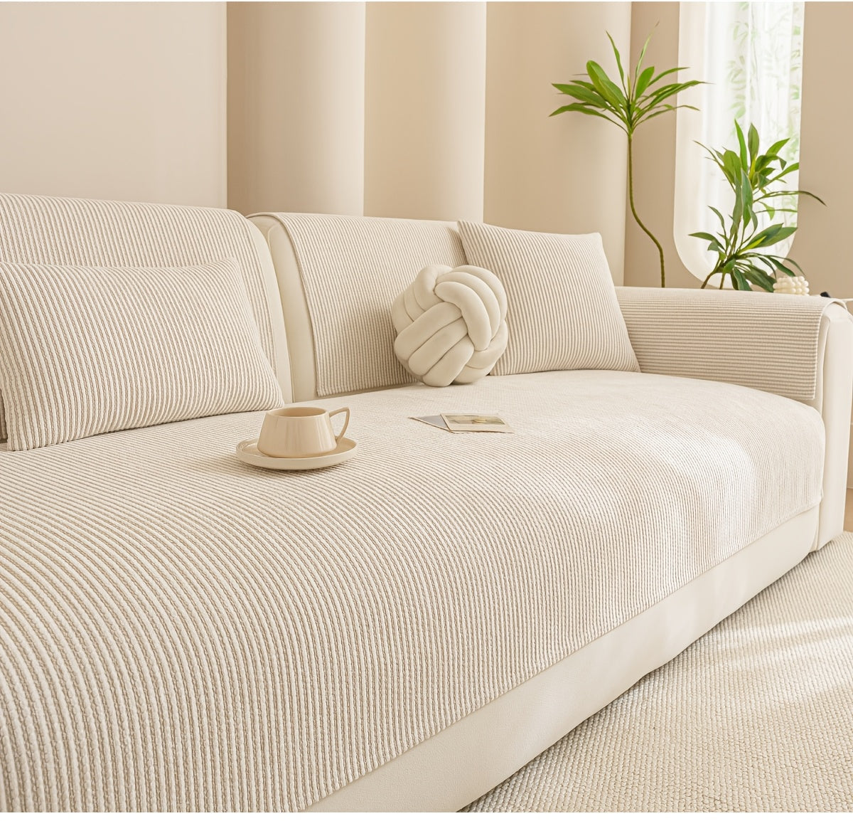 Housse de coussin en chenille en fils teints Image