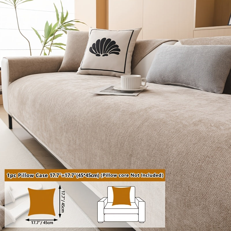Housse de coussin épaisse en chenille antidérapante, housse posée
