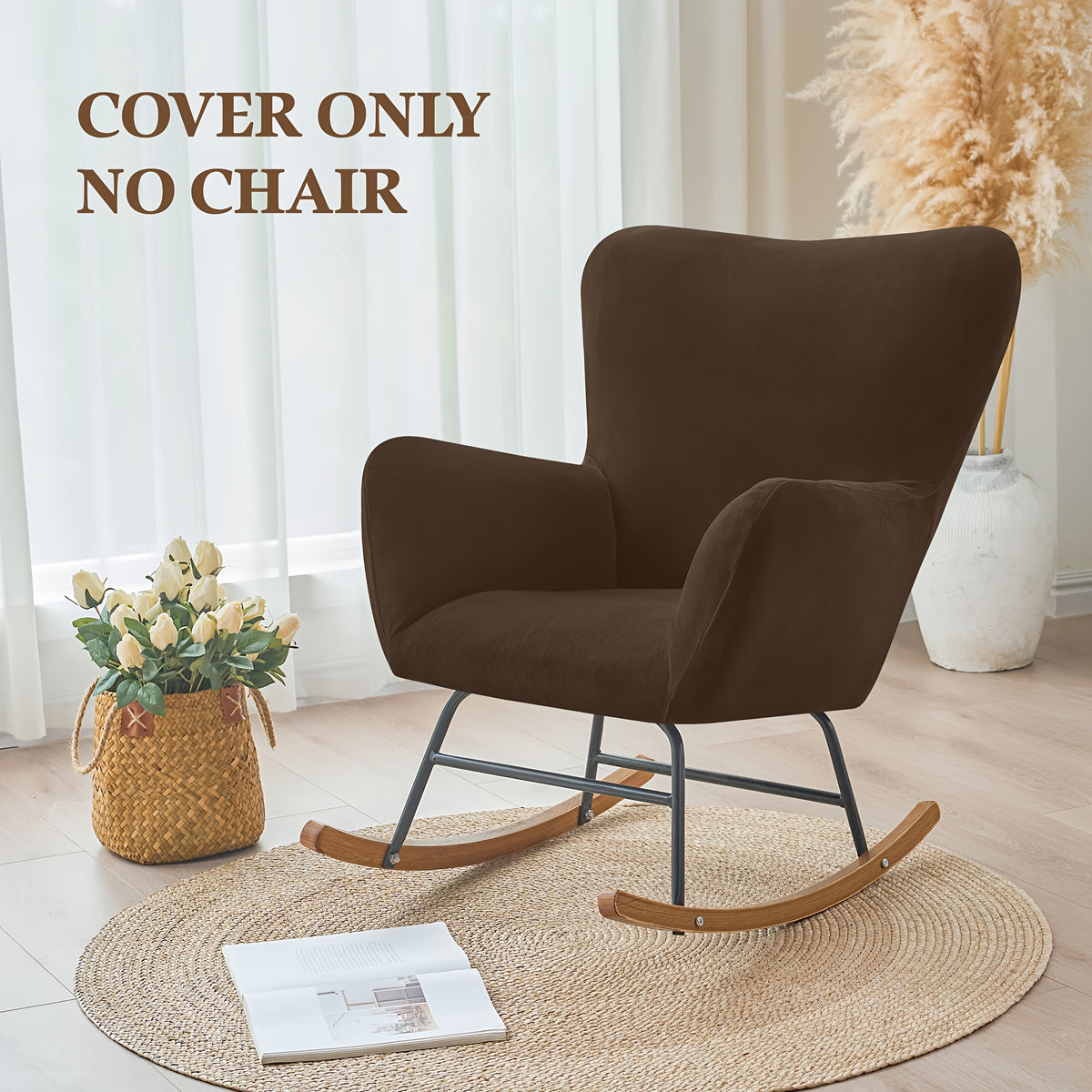 Housse de fauteuil extensible en velours pour fauteuil, housse posée