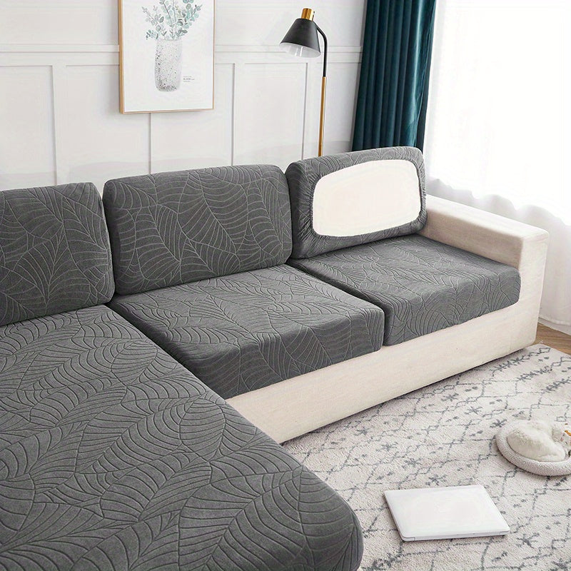 Housse de coussin extensible en velours jacquard, vue de dos