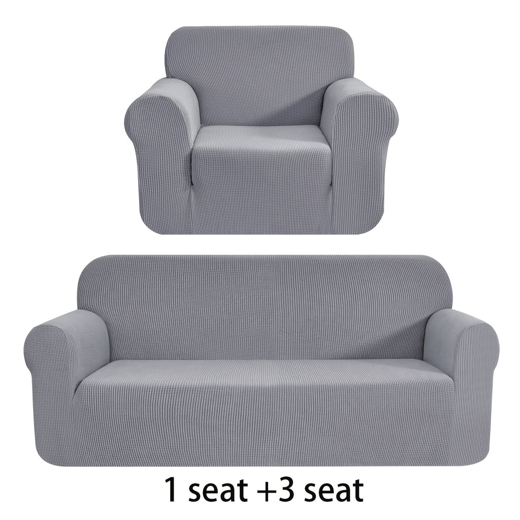 Housse de canapé extensible en polaire jacquard anti-griffes, vue de dos