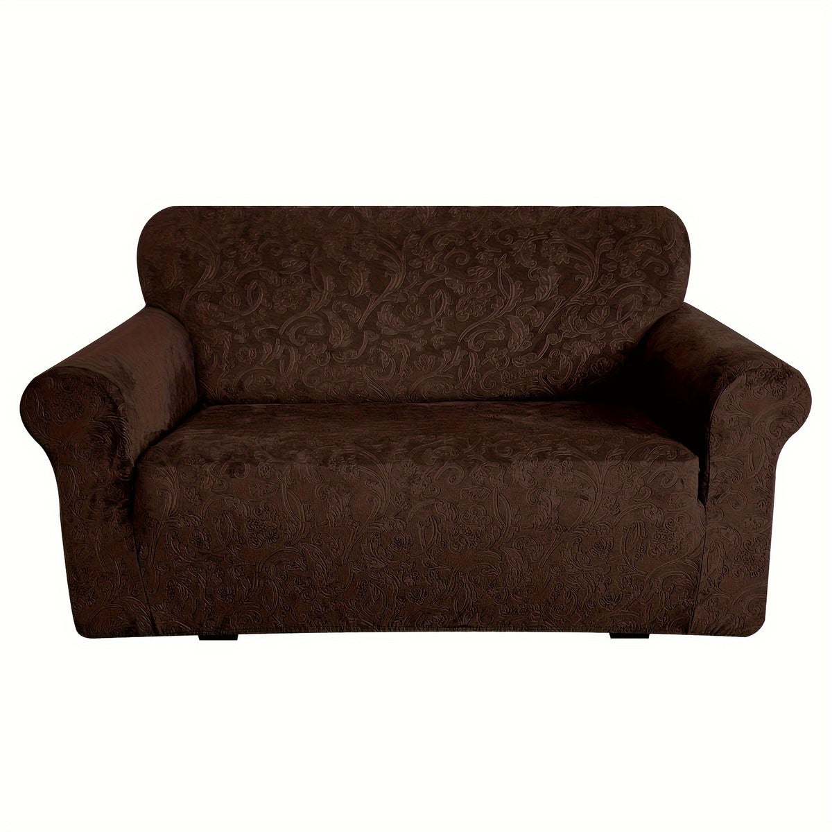 Housse de canapé extensible en velours à motif fleuri anti-griffes — détail de la matière : velours