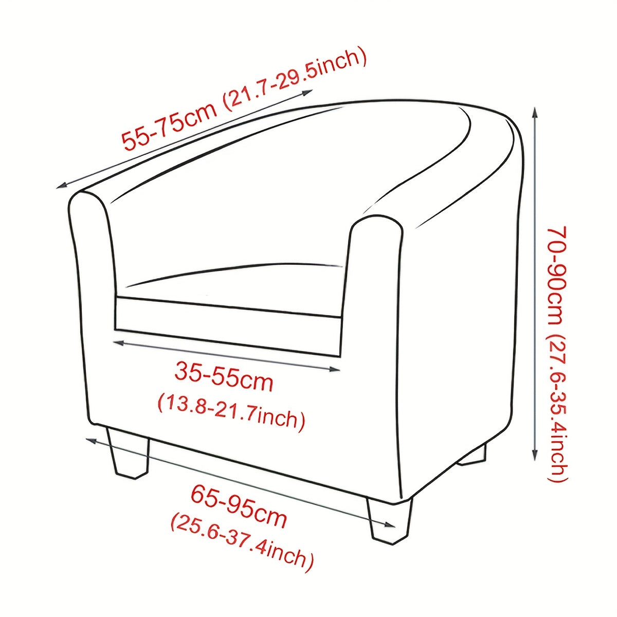 Housse de canapé extensible en polyester pour fauteuil, détail de l'ourlet