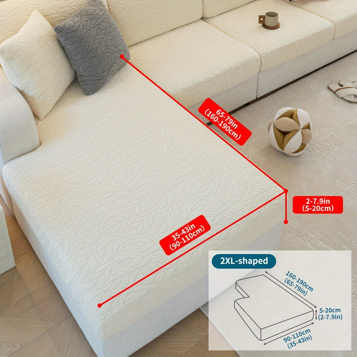 Housse de canapé en polaire jacquard antidérapante à housses séparées, gros plan sur le tissu