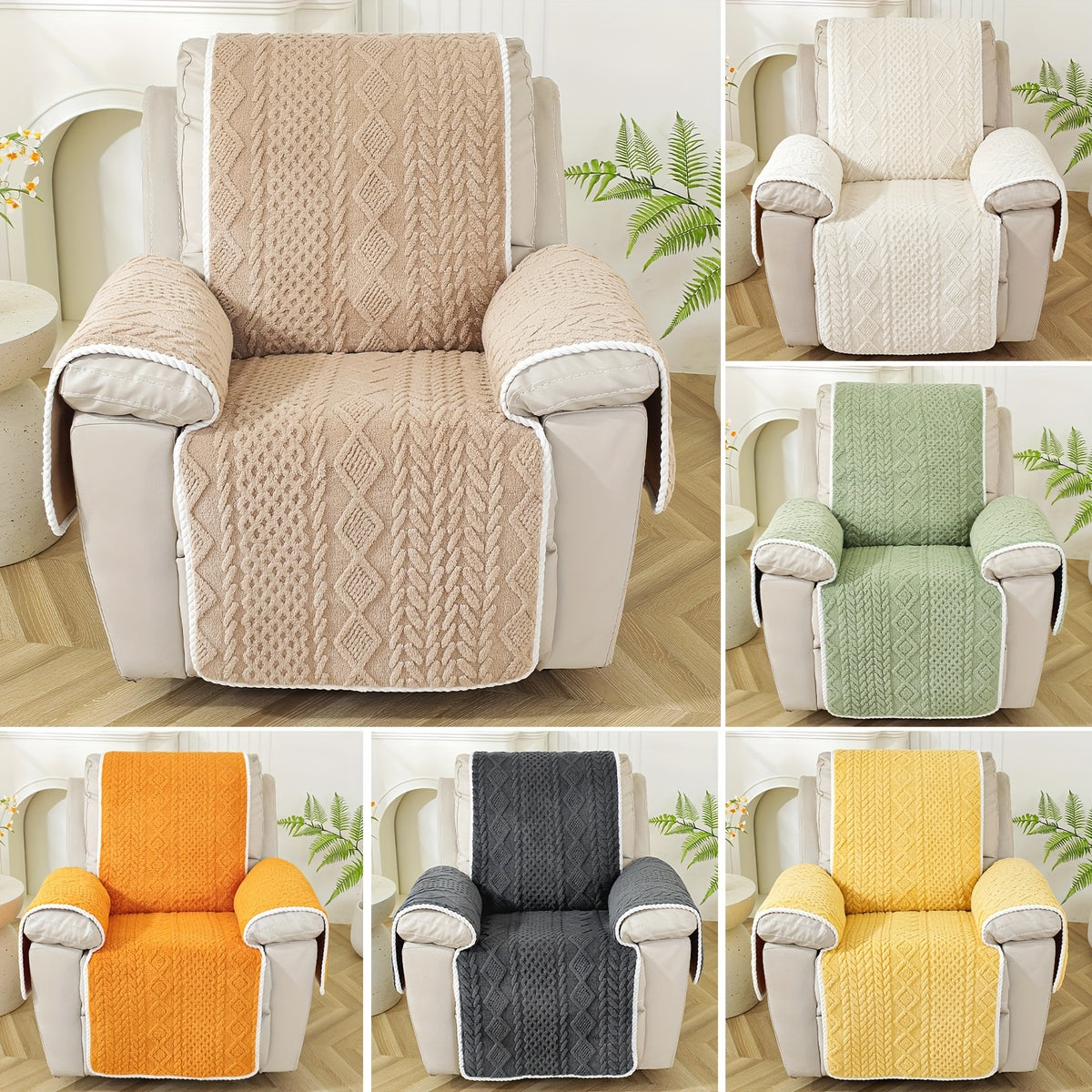 Housse de canapé en velours jacquard pour fauteuil, détail de l'ourlet