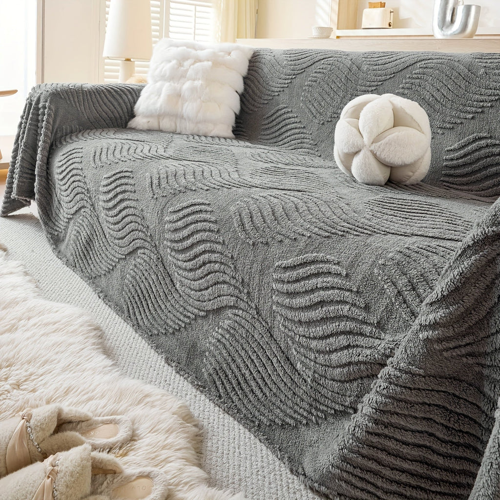 Housse de canapé en velours peluche uni, visuel produit