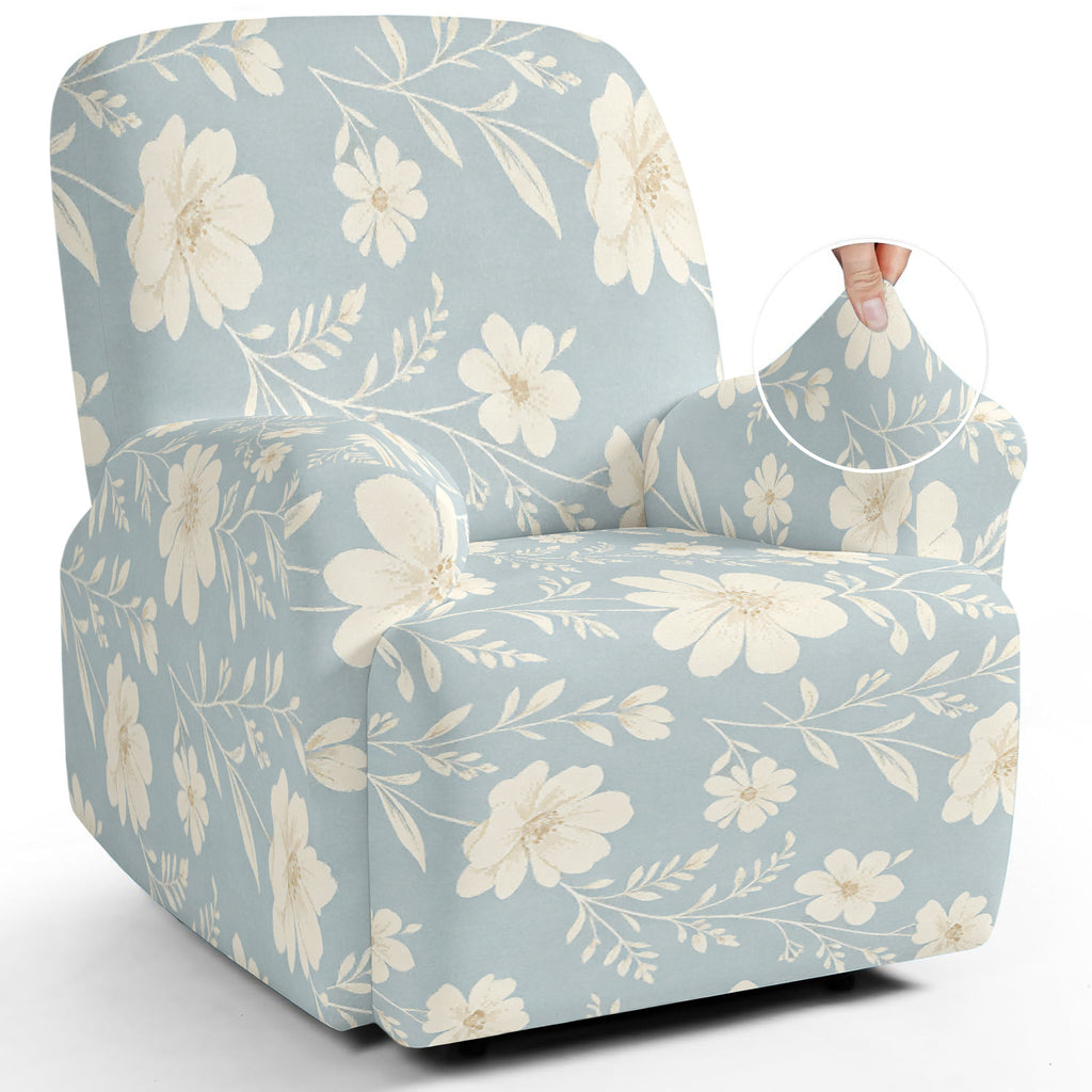 Housse de canapé extensible en fibre de lait imprimée à motif fleuri au rendu, vue d'ensemble