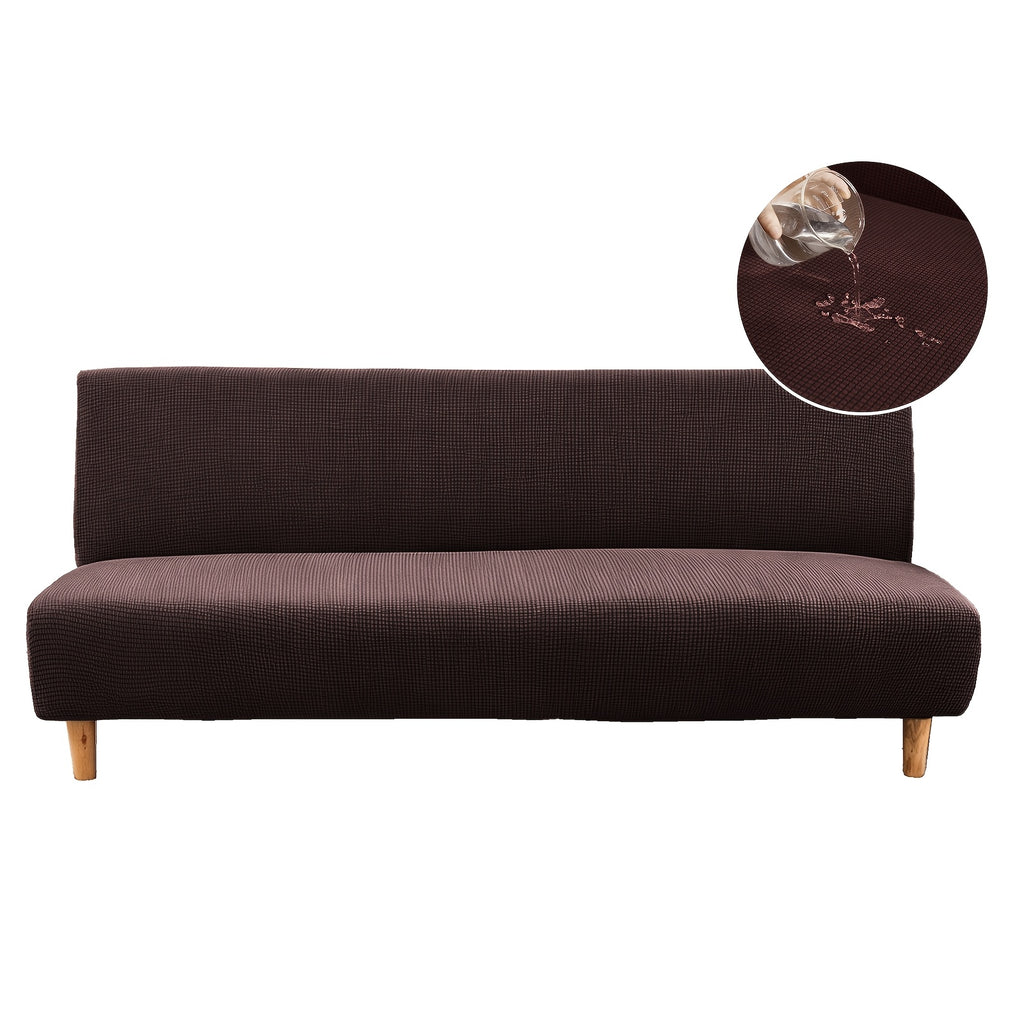 Housse de canapé extensible en polaire jacquard à carreaux sans accoudoirs, vue d'ensemble