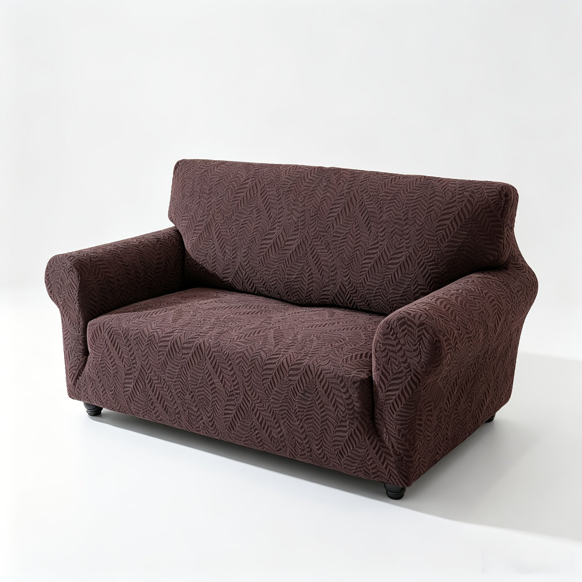 Housse de canapé extensible en polaire jacquard à motif feuillage anti-griffes, visuel produit