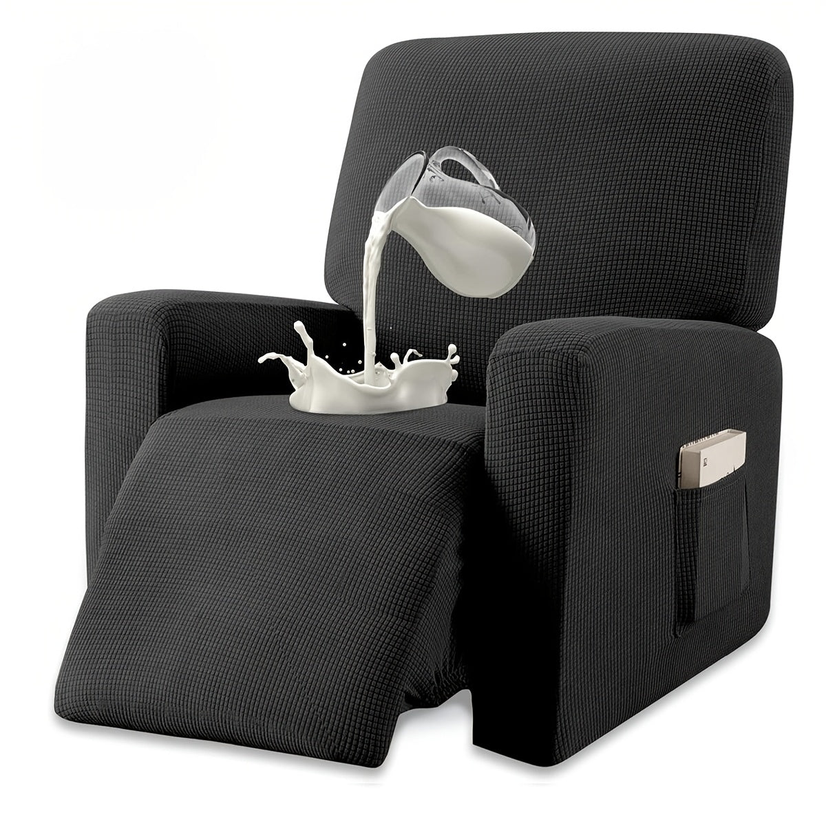 Housse de fauteuil épaisse extensible en polaire jacquard — détail de la matière : polaire Image