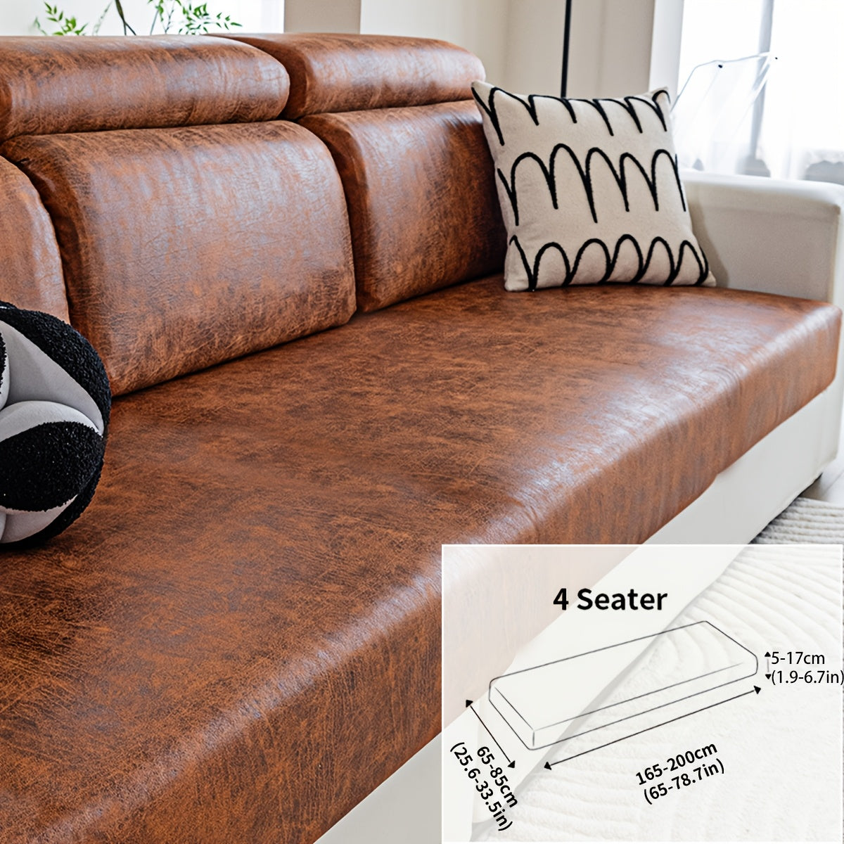 Housse de canapé extensible en polyester d'esprit vintage, vue de dos