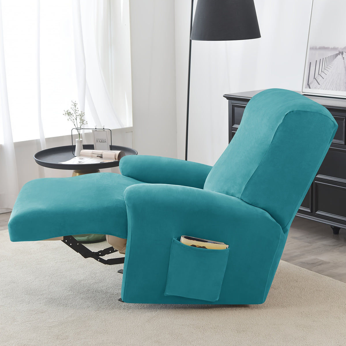 Housse de canapé extensible en velours, housse posée