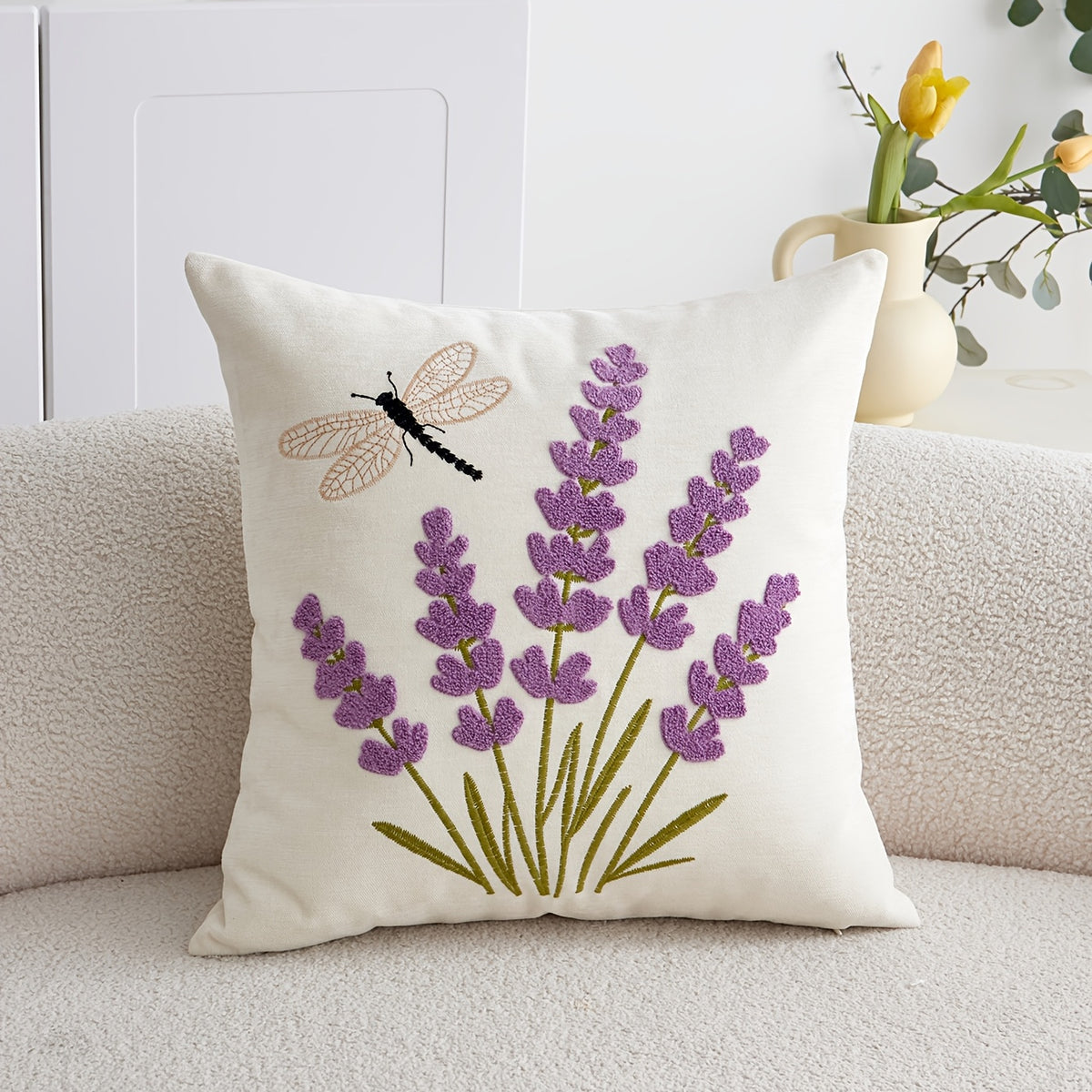Housse de coussin en chenille à fermeture éclair — détail de la matière : chenille Image